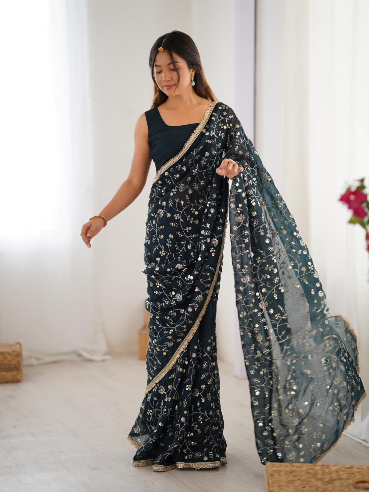 Designer Saree - Deep Wine